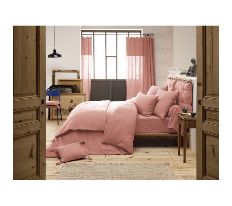 Housse De Couette "gaïa"gaze De Coton- Gaia Rose Pêche 280 X 240 Cm