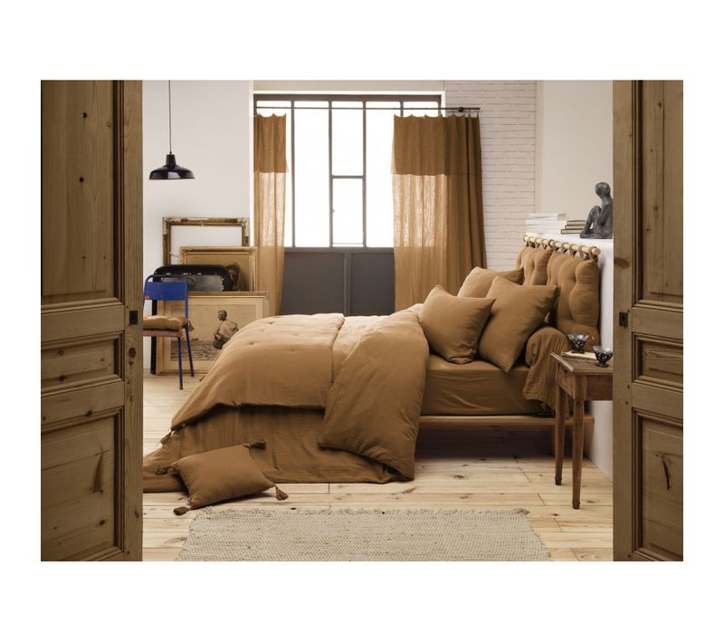 Housse De Couette "gaïa"gaze De Coton- Gaia Camel 280 X 240 Cm