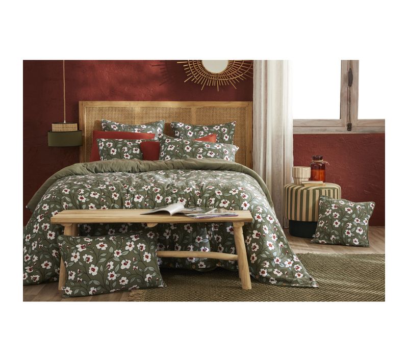 Housse De Couette Réversible "anna / Flora" - 200x200 Cm - Gaze De Coton Imprimée