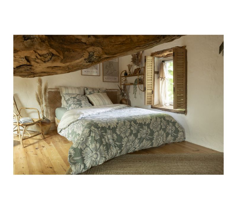 Housse De Couette "nora/tamara/java" Réversible 100% Coton / 57 Fils/cm² - Vert - 240x220 Cm