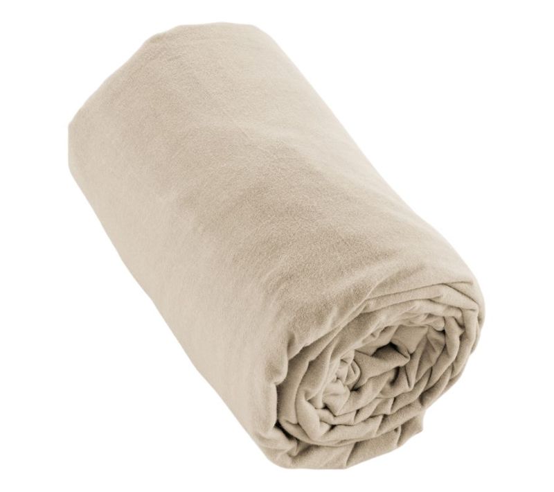 Drap Housse "candice" Flanelle De Coton - Candice Sable - 160 X 200 Cm