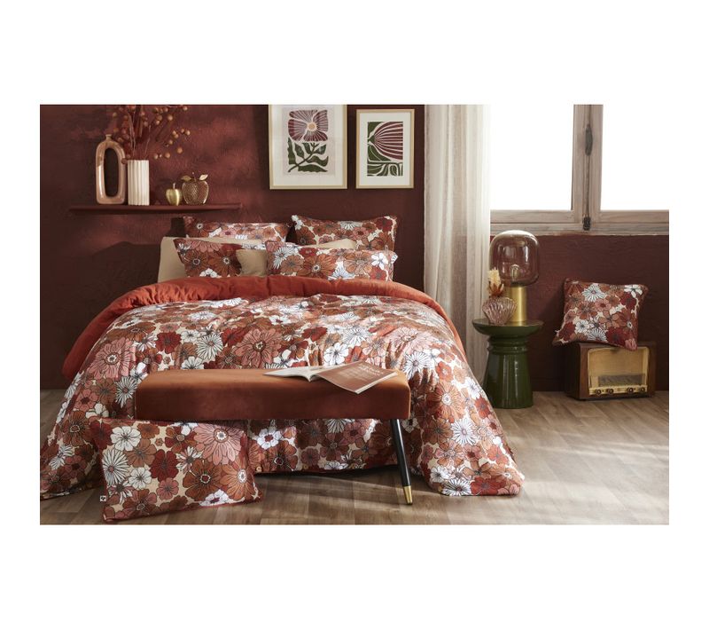 Housse De Couette Réversible "anna / Flora" - 140x200 Cm - Gaze De Coton Imprimée