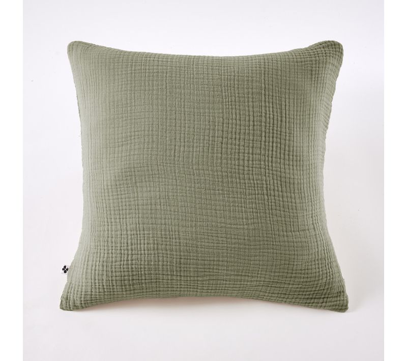 Taie D'oreiller "ina" "quadruple Gaze De Coton" - Vert - 60x60 Cm