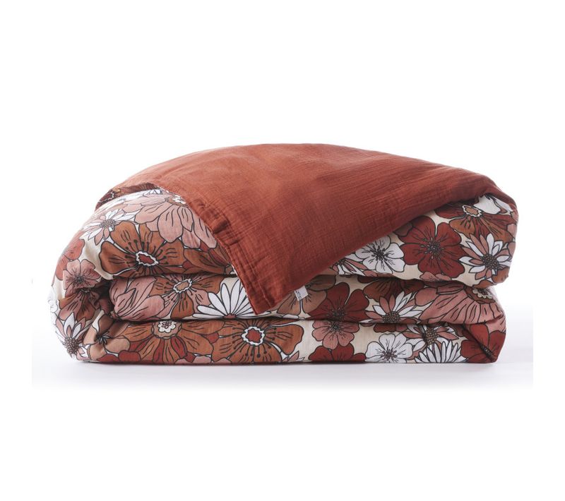 Housse De Couette Réversible "anna / Flora" - 240x220 Cm - Gaze De Coton Imprimée