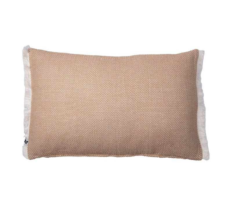Coussin Déhoussable Avec Franges 50 X 50 Cm "anton" Coton Texturé - Beige - 50x50 Cm