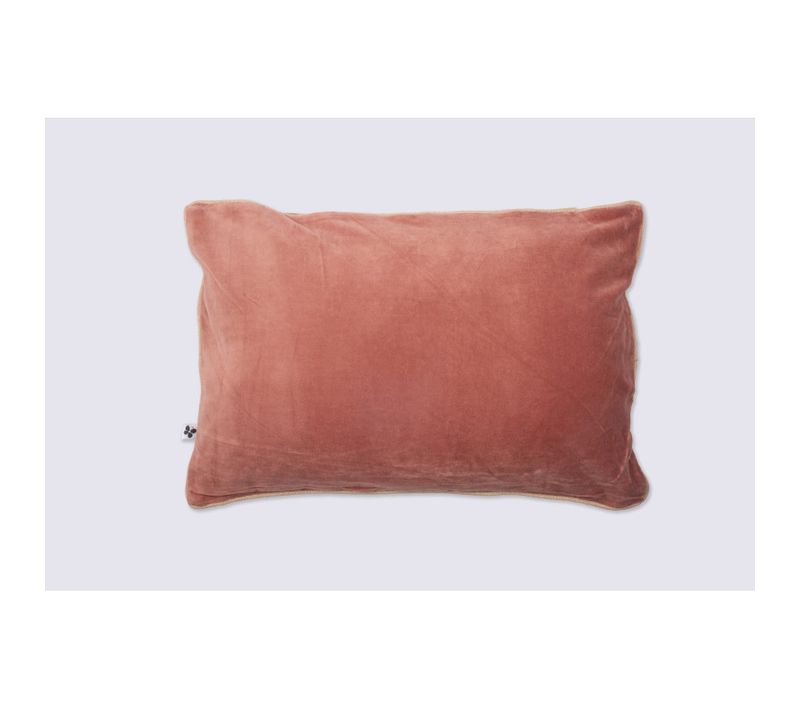 Coussin Déhoussable Finition Galon 40 X 60 Cm "césar" Velours De Coton - Terracotta - 40x60 Cm