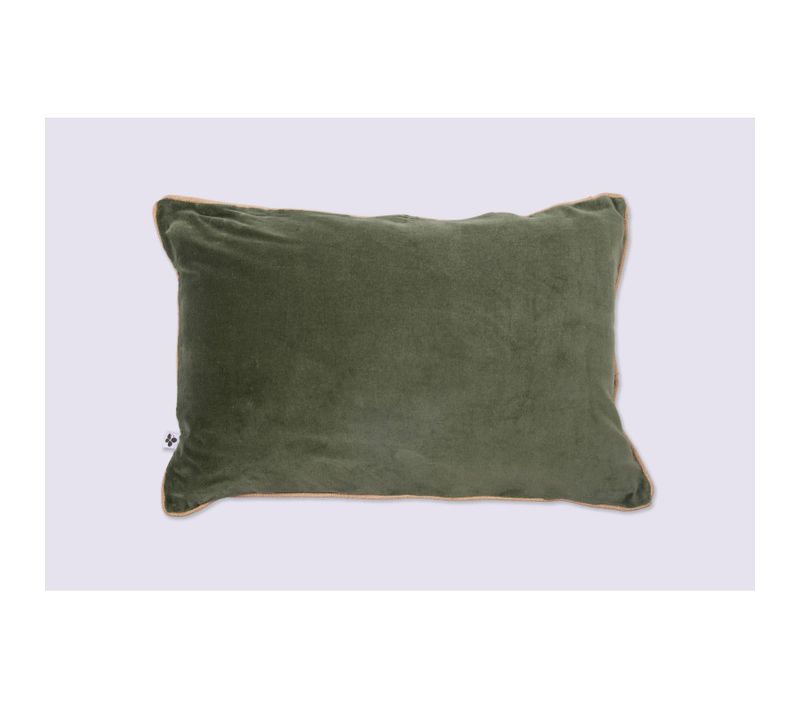 Coussin Déhoussable Finition Galon 40 X 60 Cm "césar" Velours De Coton - Vert - 40x60 Cm