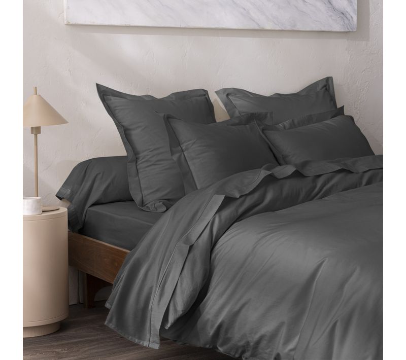 Parure De Draps 4 Pièces Percale De Coton Peigné "julian" Pour Lit 140 X 190 Cm