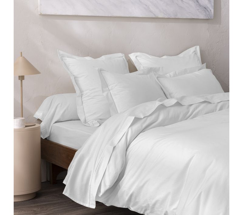 Parure De Draps 4 Pièces Percale De Coton Peigné "julian" Pour Lit 140 X 190 Cm