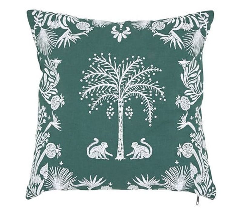 Coussin Brodé "the Palm Resort" 45 X 45 Cm