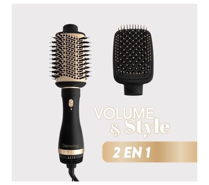 Brosse Soufflante - Demeliss Volume Et Style 2 En 1 - Seche Et Coiffe Tous Types De Cheveux
