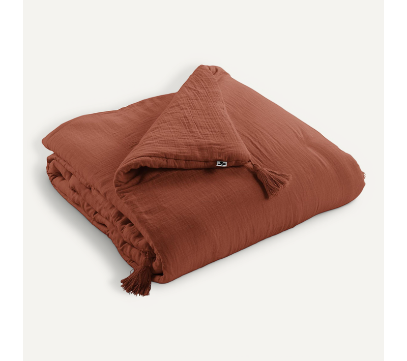 édredon 150 X 150 Cm – Double Gaze De Coton – Terracotta