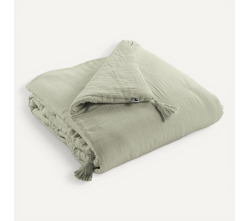 édredon 150 X 150 Cm – Double Gaze De Coton – Vert D’eau