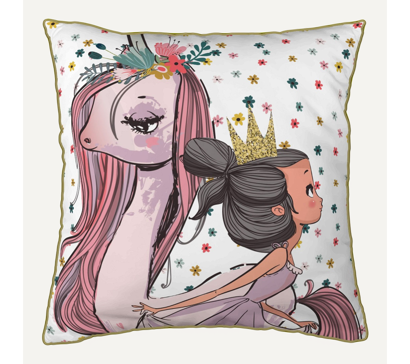 Coussin Déhoussable Avec Pompons 40 X 40 Cm Pegase Multicolore