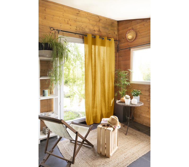Rideau 100 % Coton Prélavé 140 X 260 Cm – Kala Safran