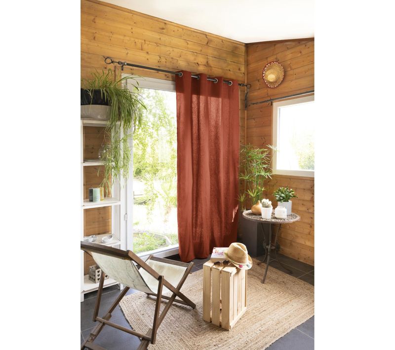 Rideau 100 % Coton Prélavé 140 X 260 Cm – Kala Terracotta