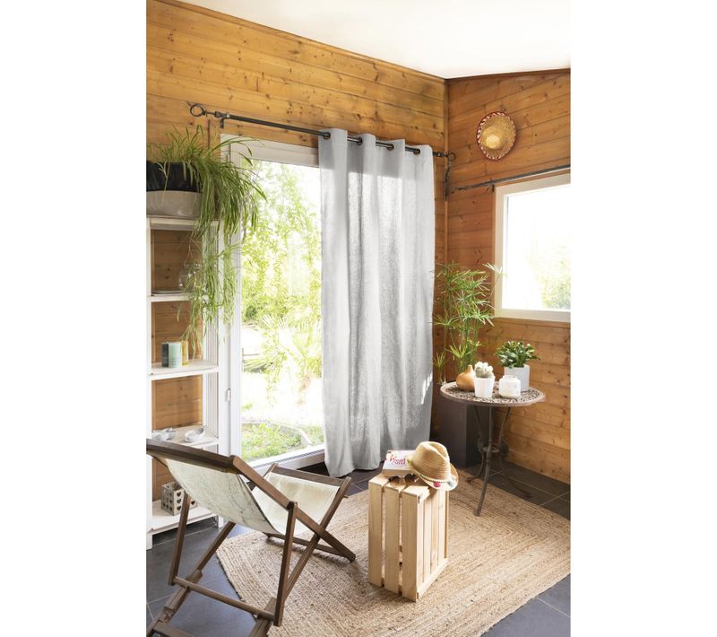 Rideau 100 % Coton Prélavé 140 X 260 Cm – Kala Gris Clair