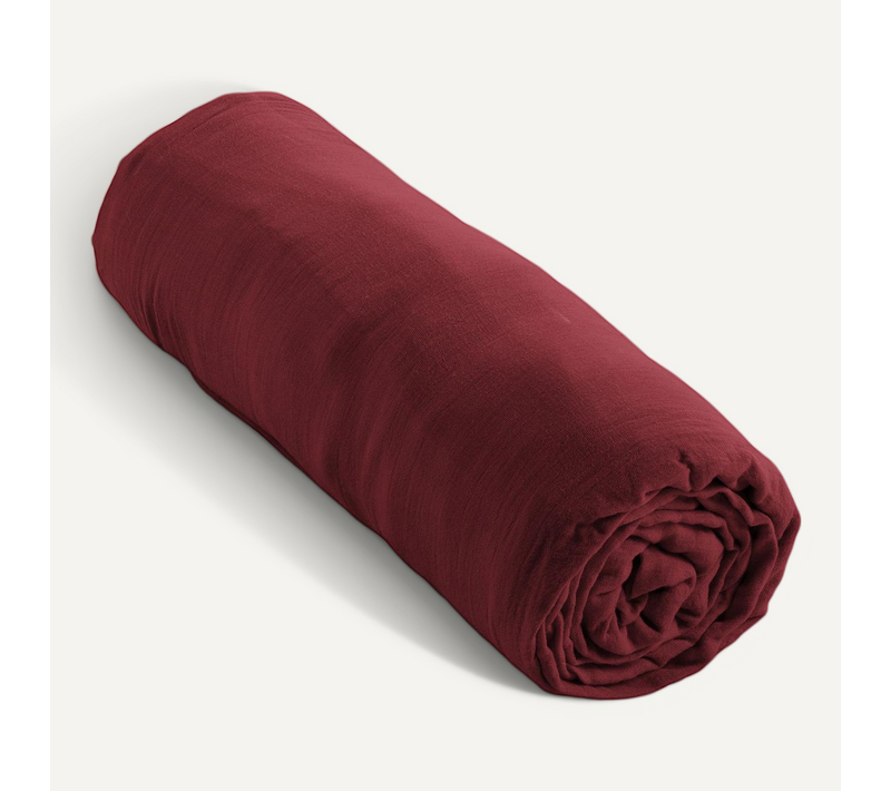 Drap-housse 160 X 200 Cm – Double Gaze De Coton 125 G/m² – Gaïa – Bordeaux