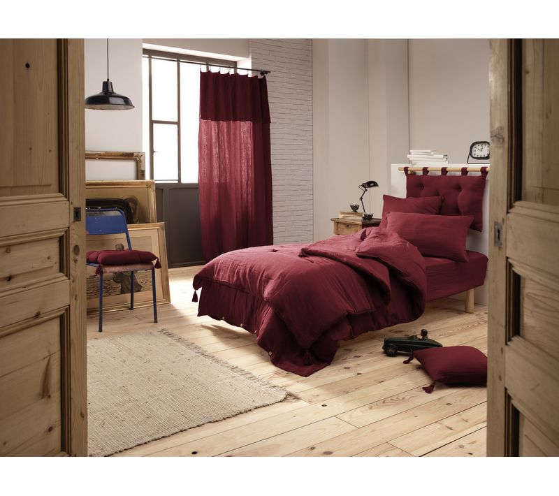 Housse De Couette 140 X 200 Cm – Double Gaze De Coton 125 G/m² – Gaïa Bordeaux