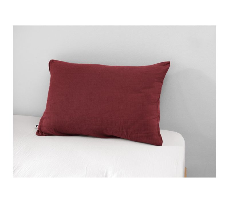 Taie D’oreiller 50 X 70 Cm – Double Gaze De Coton – Gaïa Bordeaux
