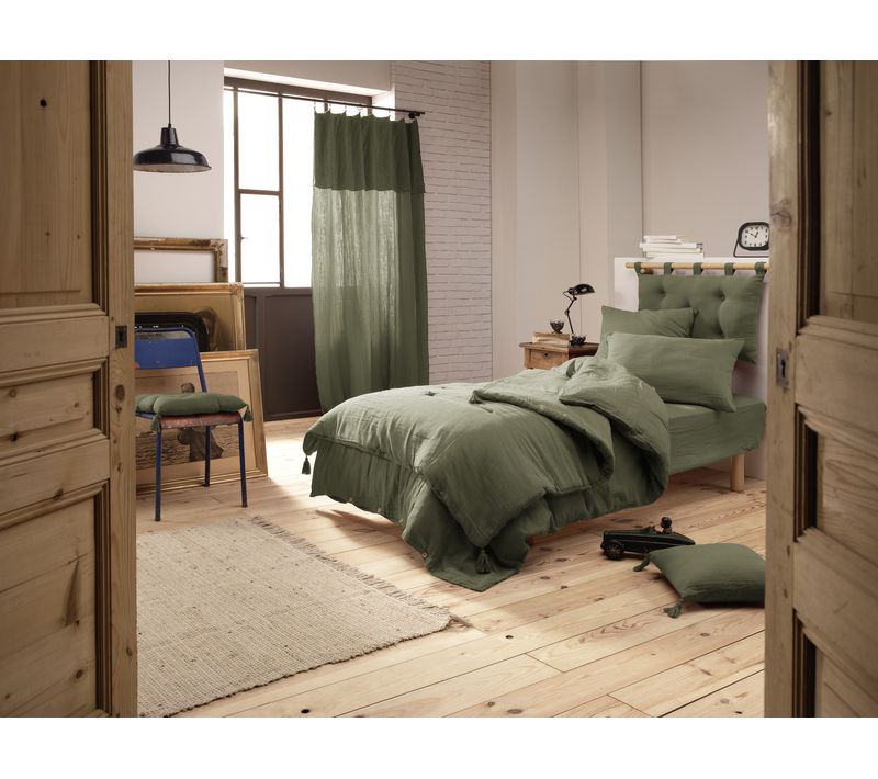 Housse De Couette 140 X 200 Cm – Double Gaze De Coton 125 G/m² – Gaïa Romarin