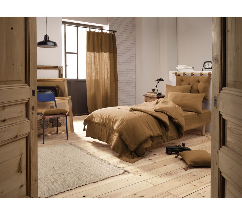 Housse De Couette 140 X 200 Cm – Double Gaze De Coton 125 G/m² – Gaïa Camel