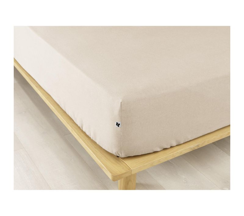 Drap-housse 2 Personnes 140 X 190 Cm – Flanelle Chaude – Bonnet 30 Cm – Candice Sable