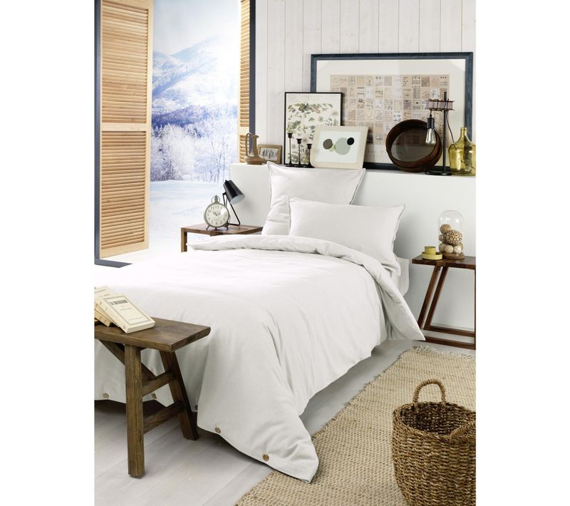Housse De Couette Chaude 140 X 200 Cm – Flanelle 100 % Coton – Candice Blanc