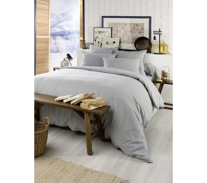 Housse De Couette Chaude 260 X 240 Cm – Flanelle 100 % Coton – Candice Gris