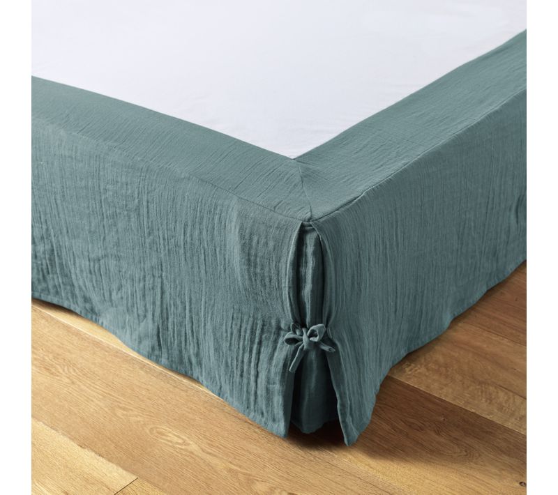 Cache-sommier 160 X 200 Cm – Double Gaze De Coton 125 G/m² – Gaïa Bleu Canard