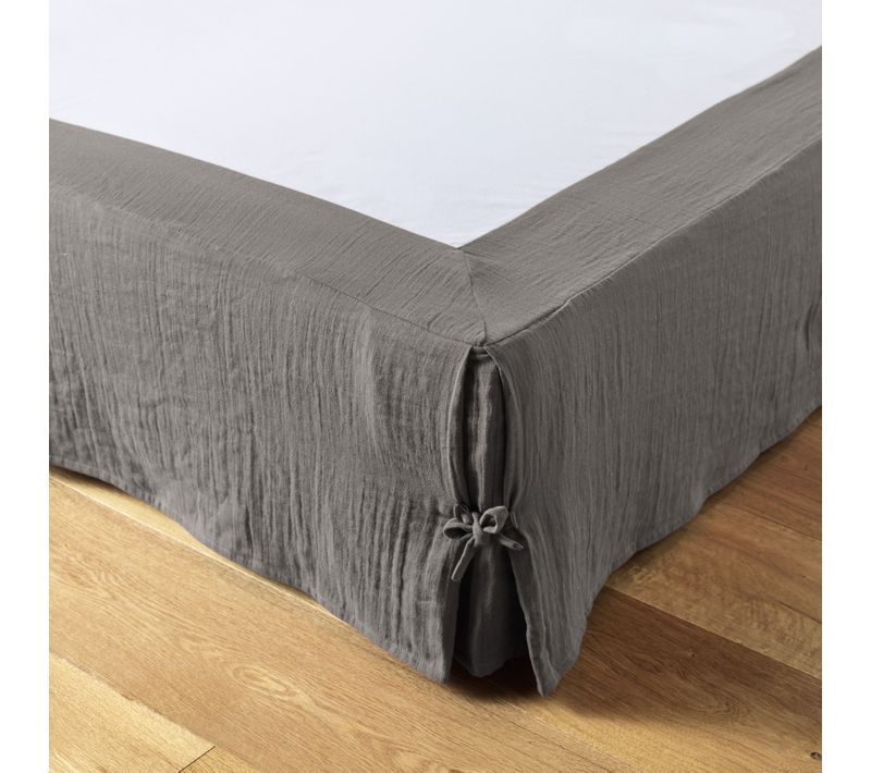 Cache-sommier 90 X 190 Cm – Double Gaze De Coton 125 G/m² – Gaïa Granit