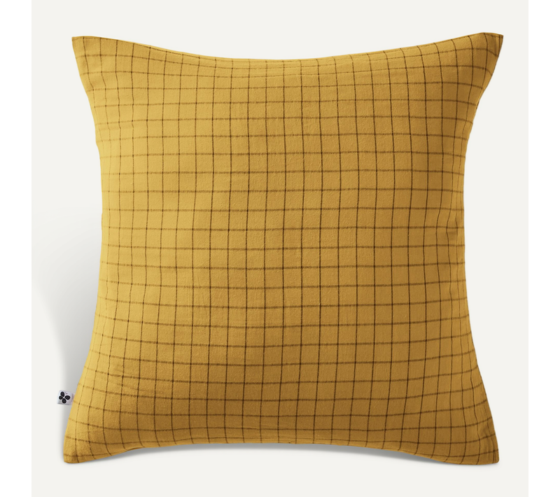 Taie D’oreiller 60 X 60 Cm – Gaze De Coton Tissée – Gaïa Mix – Petits Carreaux Safran