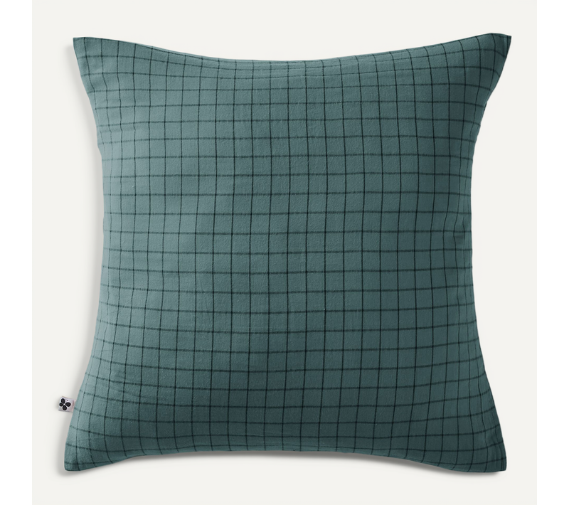 Taie D’oreiller 60 X 60 Cm – Gaze De Coton Tissée – Gaïa Mix – Petits Carreaux Bleu Canard