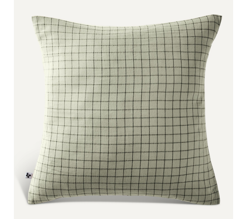 Taie D’oreiller 60 X 60 Cm – Gaze De Coton Tissée – Gaïa Mix – Petits Carreaux Vert D'eau