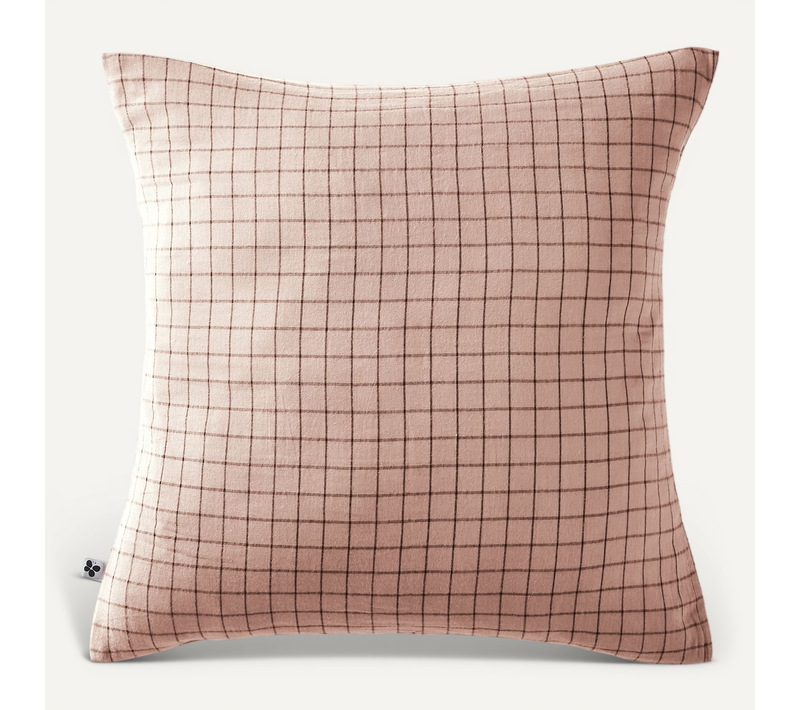 Taie D’oreiller 60 X 60 Cm – Gaze De Coton Tissée – Gaïa Mix – Petits Carreaux Guimauve