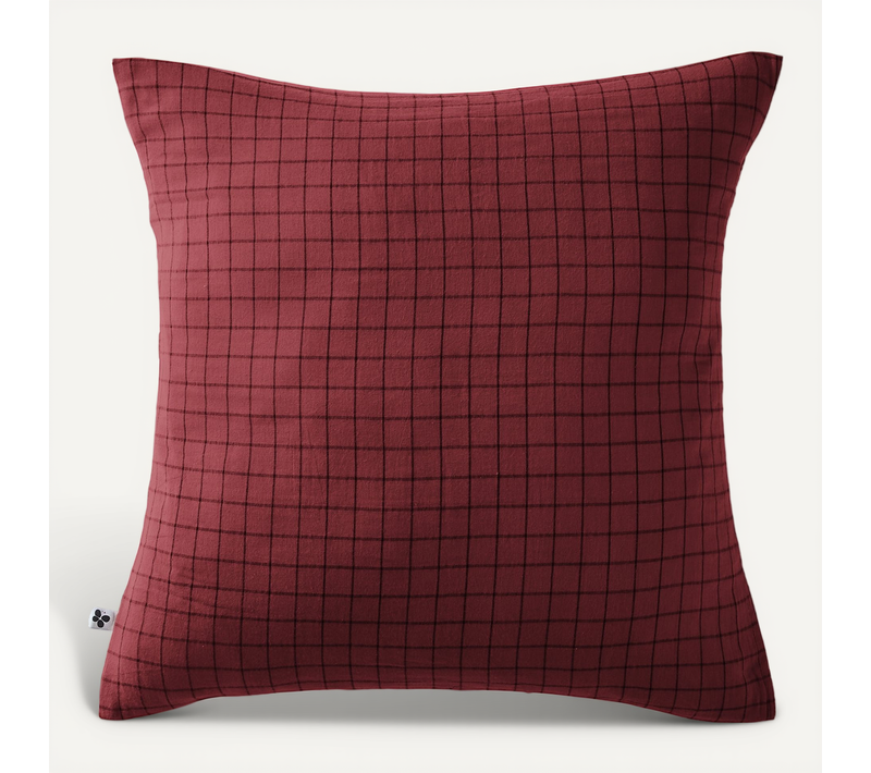Taie D’oreiller 60 X 60 Cm – Gaze De Coton Tissée – Gaïa Mix – Petits Carreaux Bordeaux