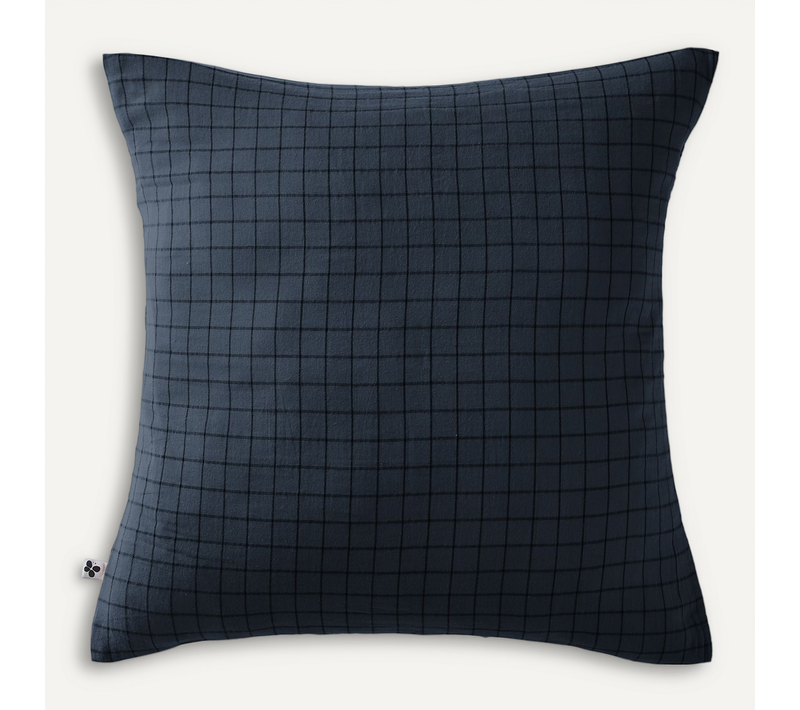Taie D’oreiller 60 X 60 Cm – Gaze De Coton Tissée – Gaïa Mix – Petits Carreaux Minuit