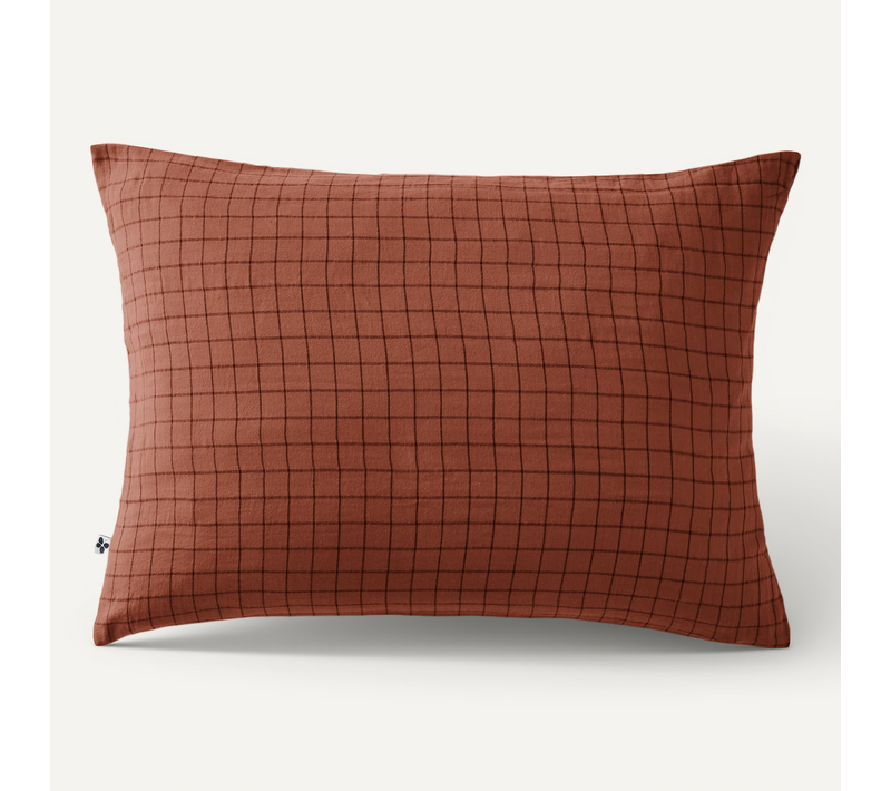 Taie D’oreiller 50 X 70 Cm – Gaze De Coton Tissée – Gaïa Mix – Terracotta
