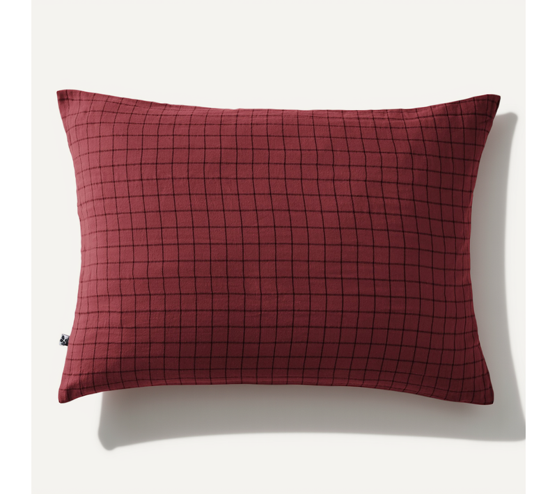 Taie D’oreiller 50 X 70 Cm – Gaze De Coton Tissée – Gaïa Mix – Bordeaux