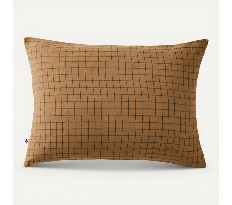 Taie D’oreiller 50 X 70 Cm – Gaze De Coton Tissée – Gaïa Mix – Camel