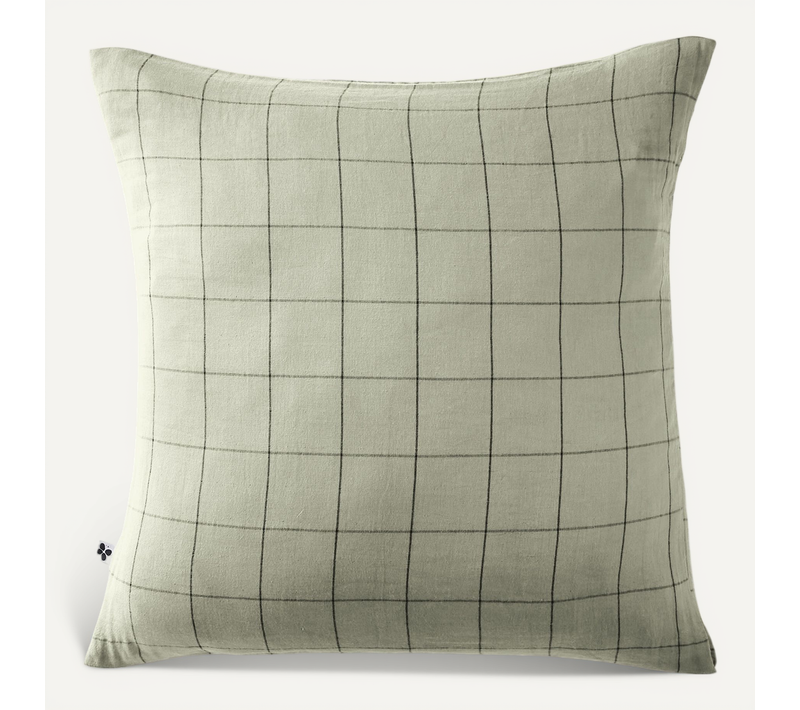 Taie D’oreiller 60 X 60 Cm – Gaze De Coton Tissée – Gaïa Match Vert D'eau