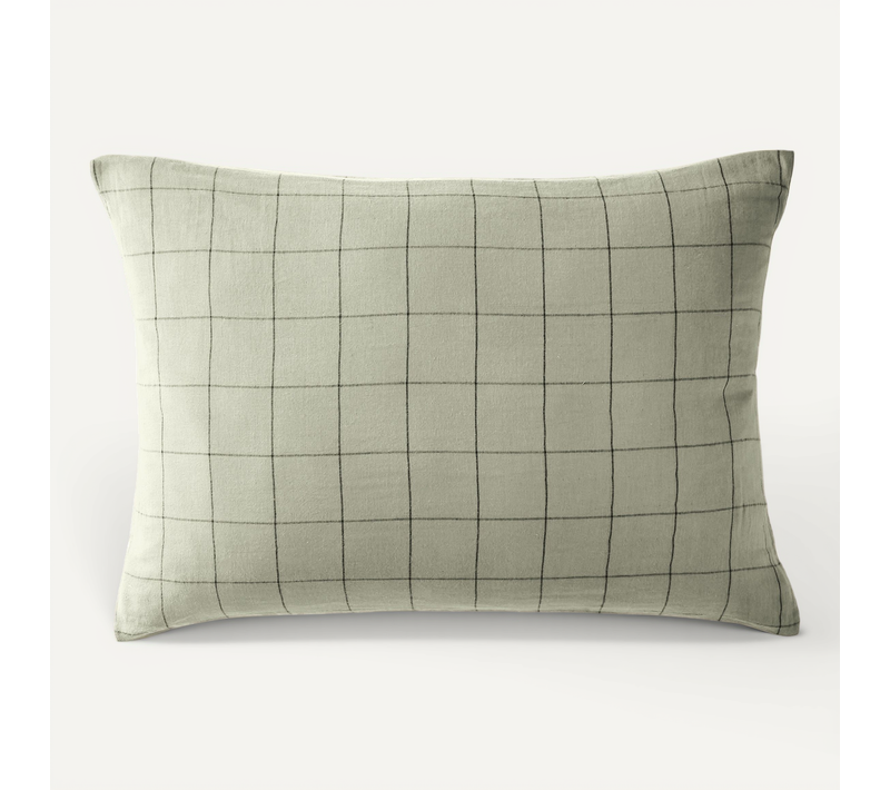 Taie D’oreiller 50 X 70 Cm – Double Gaze De Coton Tissée-teinte Gaïa Match – Vert D’eau