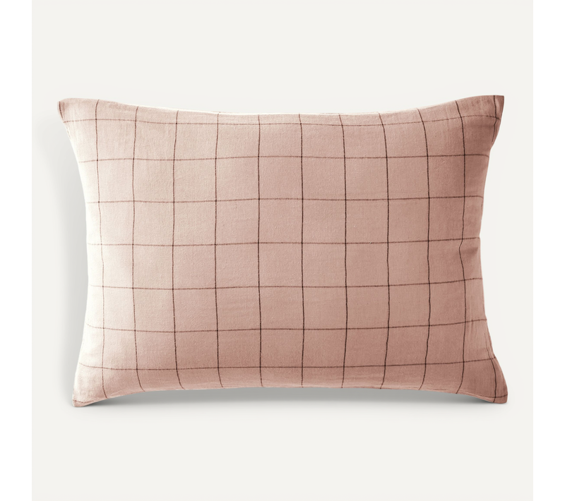 Taie D'oreiller Gaze De Coton Tissée 50 X 70 Cm Gaia Match Rose Clair