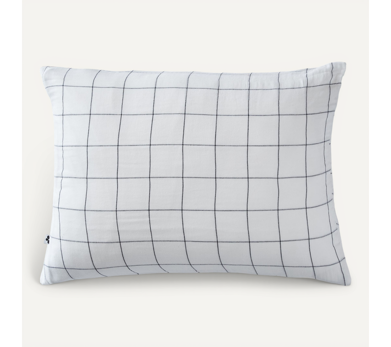 Taie D’oreiller 50 X 70 Cm – Double Gaze De Coton Tissée-teinte Gaïa Match – Blanc