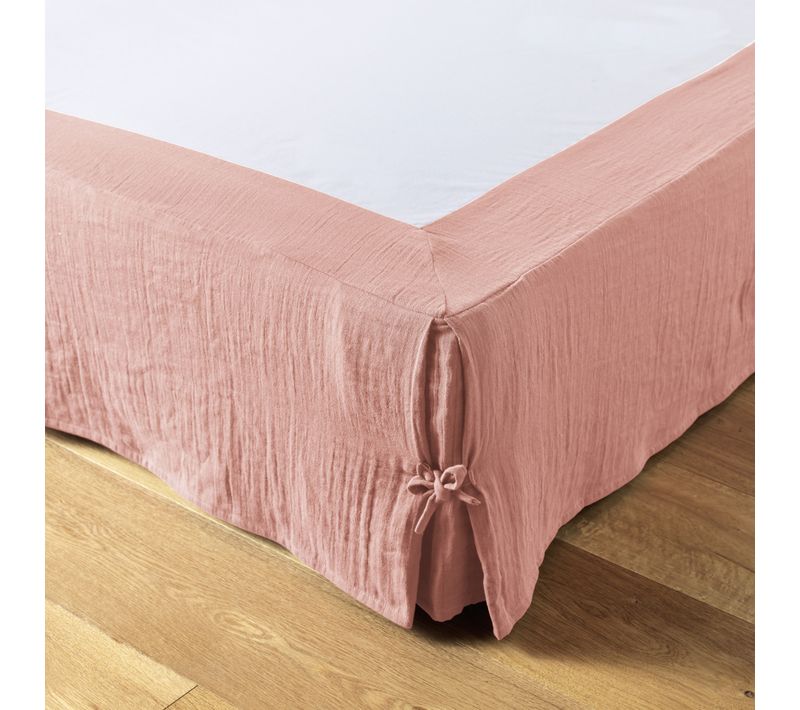 Cache-sommier 160 X 200 Cm – Double Gaze De Coton 125 G/m² – Gaïa Rose Pêche