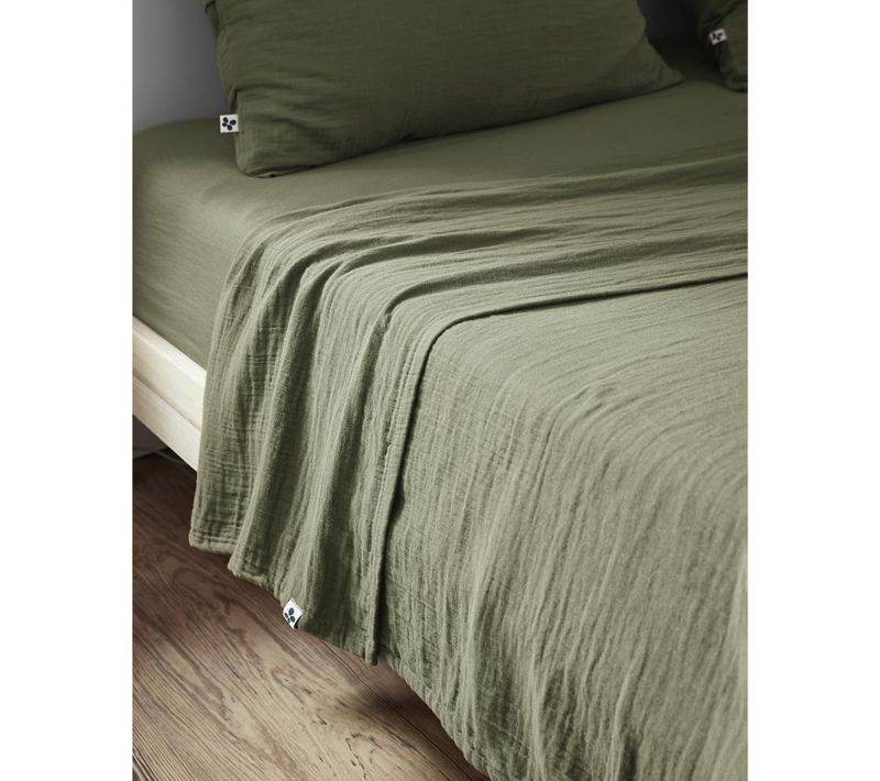 Drap Plat 270 X 300 Cm Double Gaze De Coton Luxe Gaïa Romarin