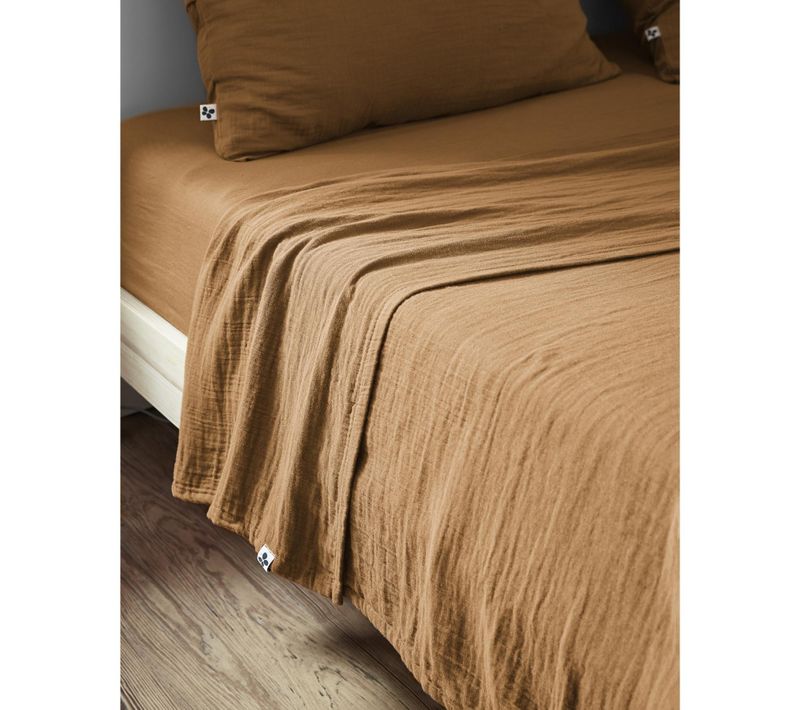 Drap Plat 270 X Drap Plat 270 X 300 Cm Double Gaze De Coton Luxe Gaïa Camel