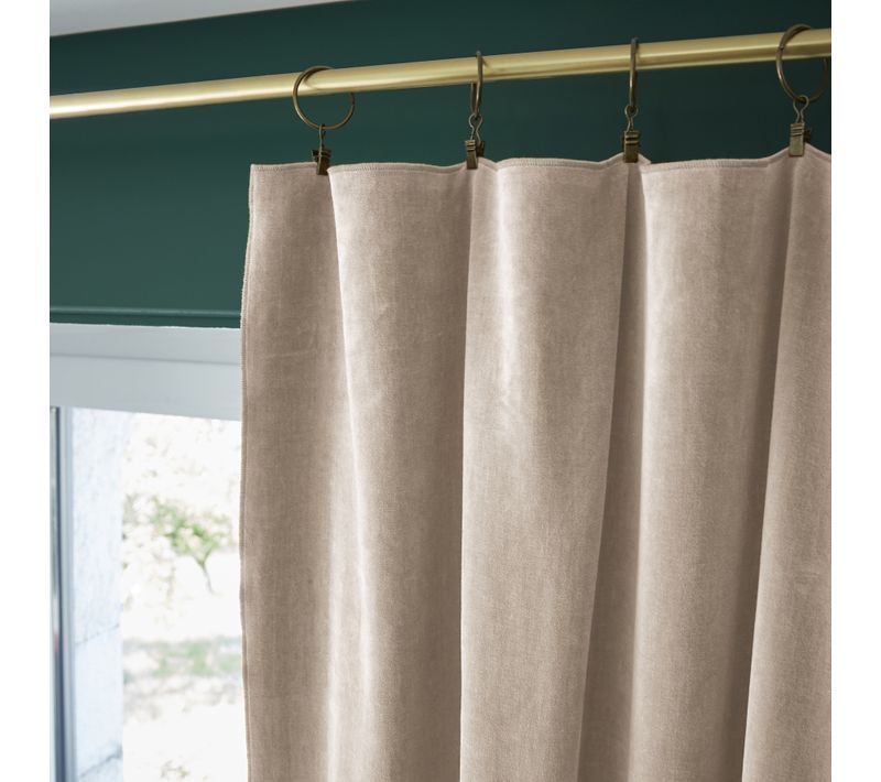 Rideau Ajustable + 8 Anneaux Pince – Velours De Coton César – 140 X 270 Cm - Pampa