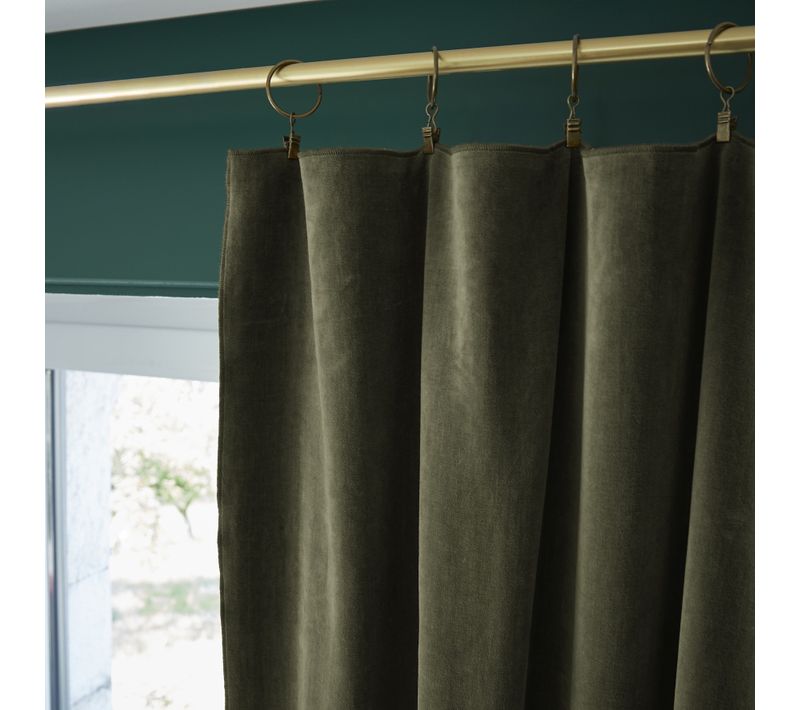 Rideau Ajustable + 8 Anneaux Pince – Velours De Coton César – 140 X 270 Cm - Thym