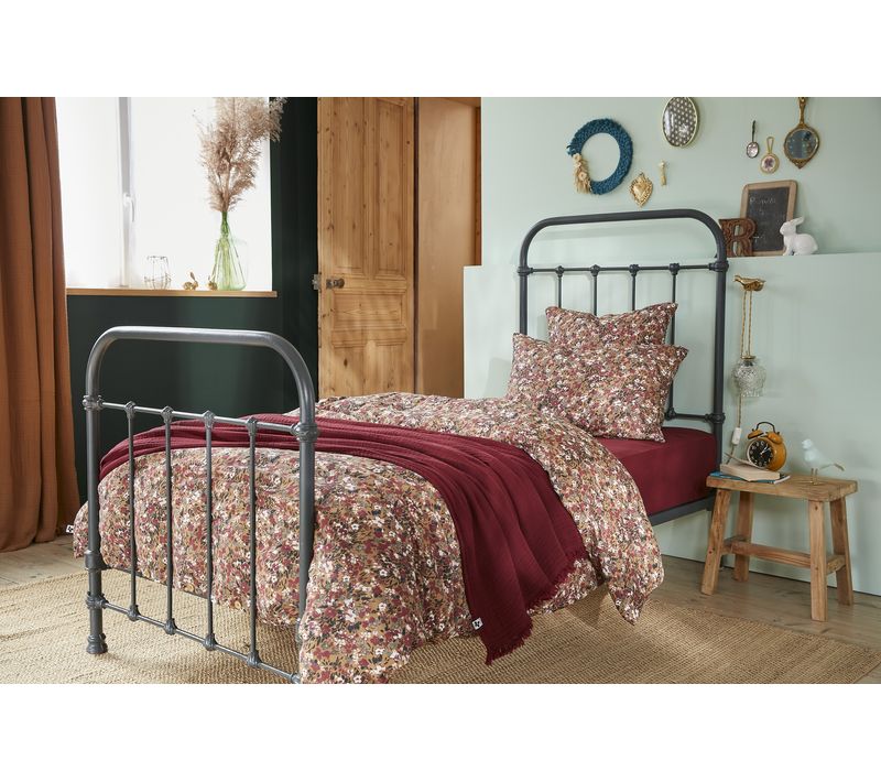 Housse De Couette 140 X 200 Cm – Double Gaze De Coton Imprimée – Capucine Camel